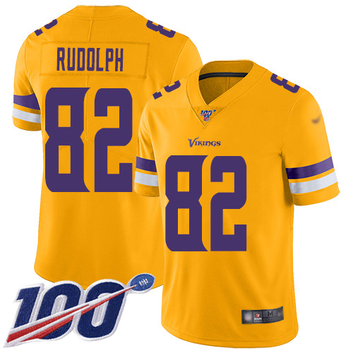 Vikings #82 Kyle Rudolph Gold Men's Stitched Football Limited Inverted Legend 100th Season Jersey