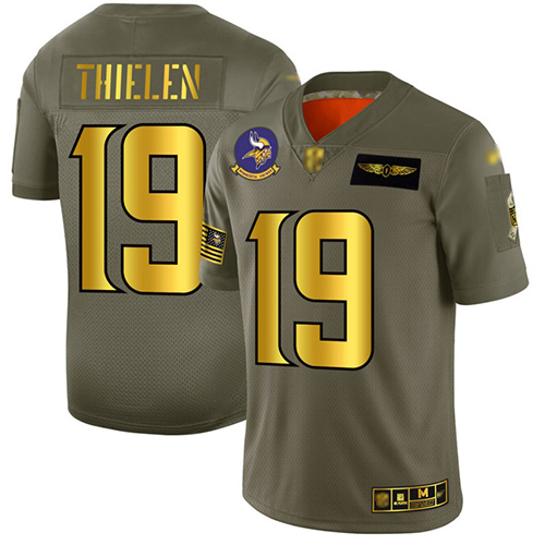 Vikings #19 Adam Thielen Camo/Gold Men's Stitched Football Limited 2019 Salute To Service Jersey