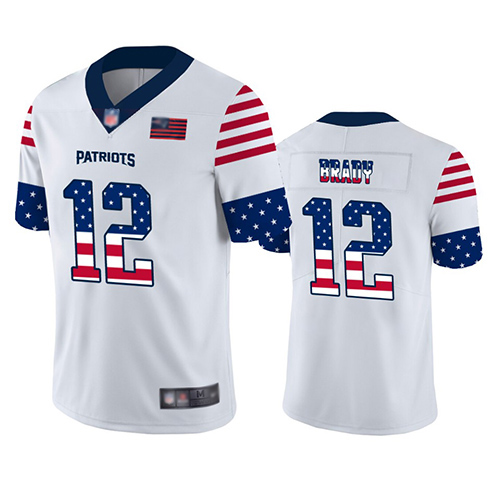 Patriots #12 Tom Brady White Men's Stitched Football Limited Independence Day Jersey