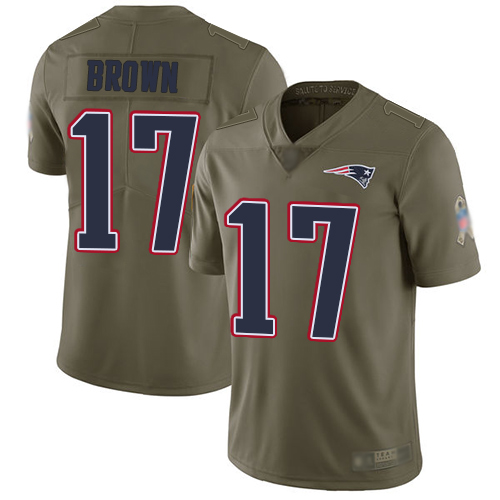 Patriots #17 Antonio Brown Olive Men's Stitched Football Limited 2017 Salute To Service Jersey
