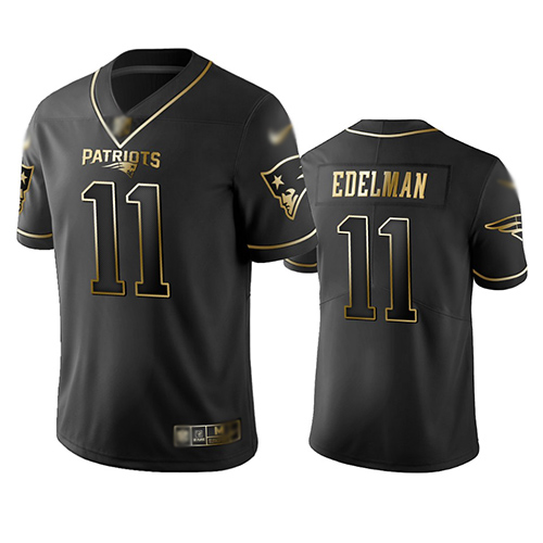 Patriots #11 Julian Edelman Black Men's Stitched Football Limited Golden Edition Jersey