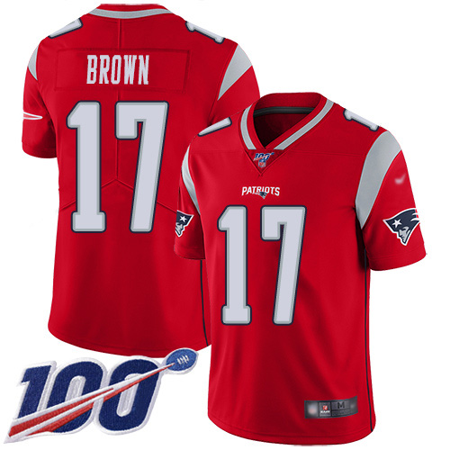 Patriots #17 Antonio Brown Red Men's Stitched Football Limited Inverted Legend 100th Season Jersey