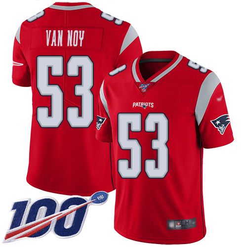 Patriots #53 Kyle Van Noy Red Men's Stitched Football Limited Inverted Legend 100th Season Jersey