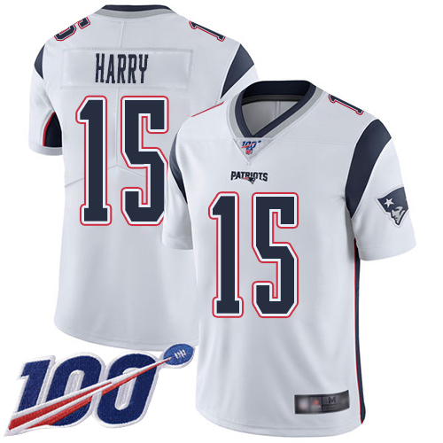 Patriots #15 N'Keal Harry White Men's Stitched Football 100th Season Vapor Limited Jersey