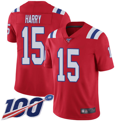 Patriots #15 N'Keal Harry Red Alternate Men's Stitched Football 100th Season Vapor Limited Jersey