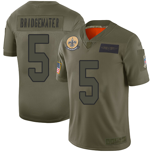 Saints #5 Teddy Bridgewater Camo Men's Stitched Football Limited 2019 Salute To Service Jersey
