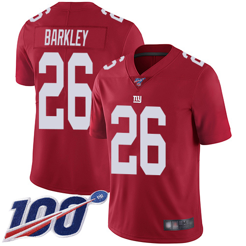 Giants #26 Saquon Barkley Red Men's Stitched Football Limited Inverted Legend 100th Season Jersey