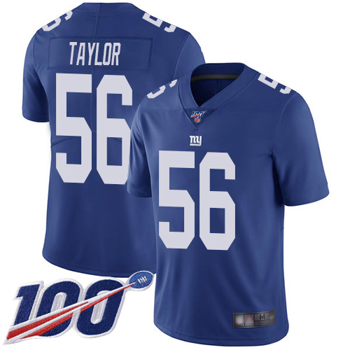 Giants #56 Lawrence Taylor Royal Blue Team Color Men's Stitched Football 100th Season Vapor Limited Jersey