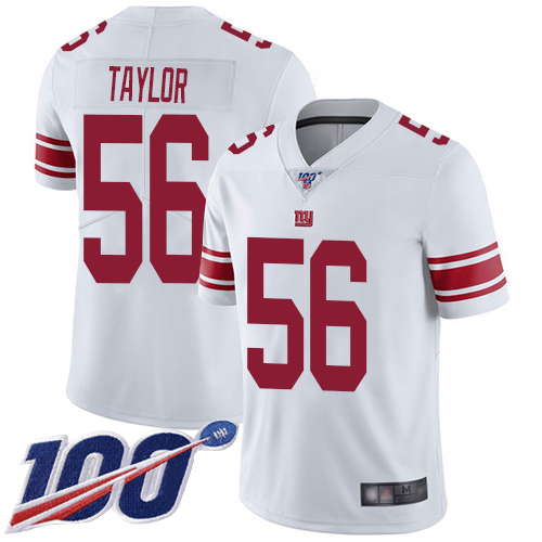Giants #56 Lawrence Taylor White Men's Stitched Football 100th Season Vapor Limited Jersey