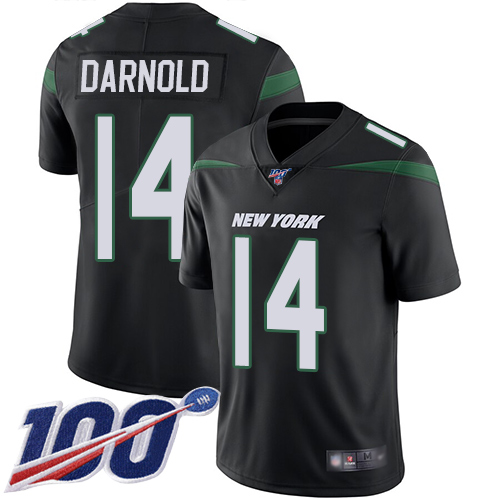 Jets #14 Sam Darnold Black Alternate Men's Stitched Football 100th Season Vapor Limited Jersey