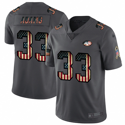 Jets #33 Jamal Adams Carbon Black Men's Stitched Football Limited Retro Flag Jersey