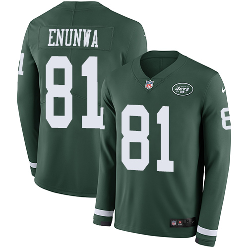 Nike Jets #81 Quincy Enunwa Green Team Color Men's Stitched NFL Limited Therma Long Sleeve Jersey