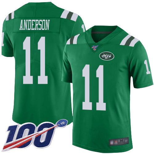 Jets #11 Robby Anderson Green Men's Stitched Football Limited Rush 100th Season Jersey