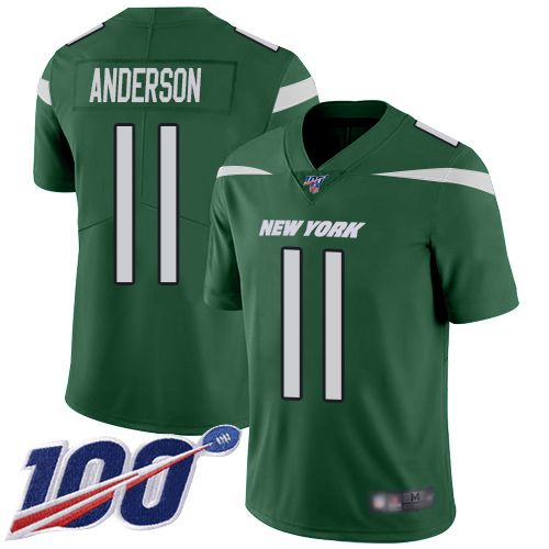 Jets #11 Robby Anderson Green Team Color Men's Stitched Football 100th Season Vapor Limited Jersey