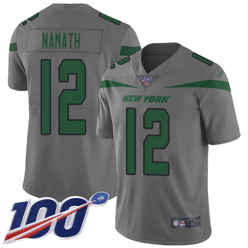 Jets #12 Joe Namath Gray Men's Stitched Football Limited Inverted Legend 100th Season Jersey