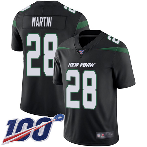 Jets #28 Curtis Martin Black Alternate Men's Stitched Football 100th Season Vapor Limited Jersey