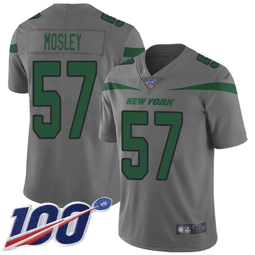 Jets #57 C.J. Mosley Gray Men's Stitched Football Limited Inverted Legend 100th Season Jersey