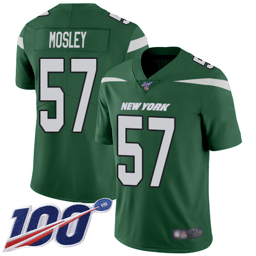 Jets #57 C.J. Mosley Green Team Color Men's Stitched Football 100th Season Vapor Limited Jersey