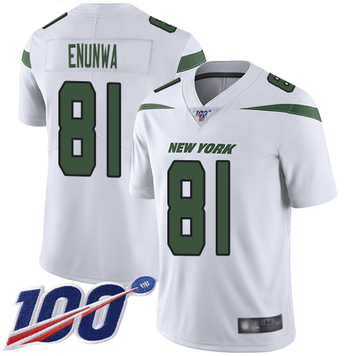Jets #81 Quincy Enunwa White Men's Stitched Football 100th Season Vapor Limited Jersey