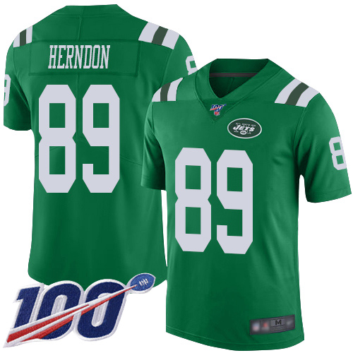 Jets #89 Chris Herndon Green Men's Stitched Football Limited Rush 100th Season Jersey