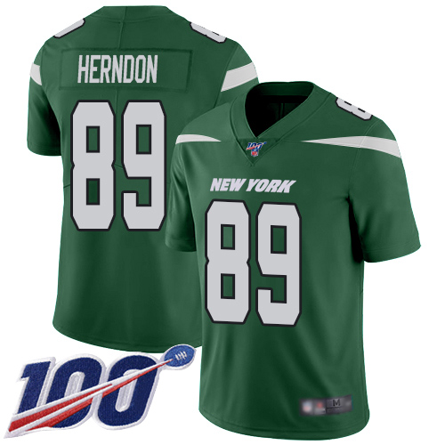 Jets #89 Chris Herndon Green Team Color Men's Stitched Football 100th Season Vapor Limited Jersey