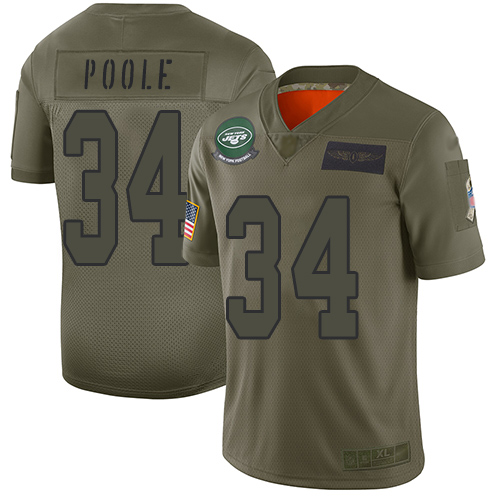 Jets #34 Brian Poole Camo Men's Stitched Football Limited 2019 Salute To Service Jersey