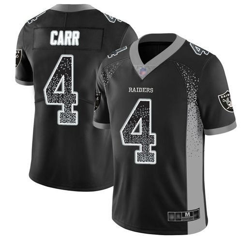 Raiders #4 Derek Carr Black Team Color Men's Stitched Football Limited Rush Drift Fashion Jersey