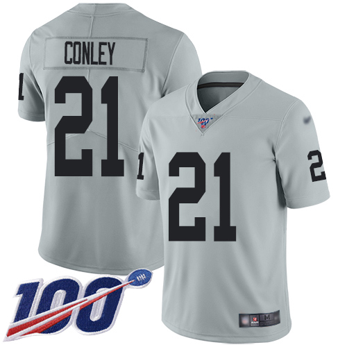 Raiders #21 Gareon Conley Silver Men's Stitched Football Limited Inverted Legend 100th Season Jersey