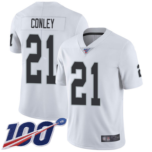 Raiders #21 Gareon Conley White Men's Stitched Football 100th Season Vapor Limited Jersey