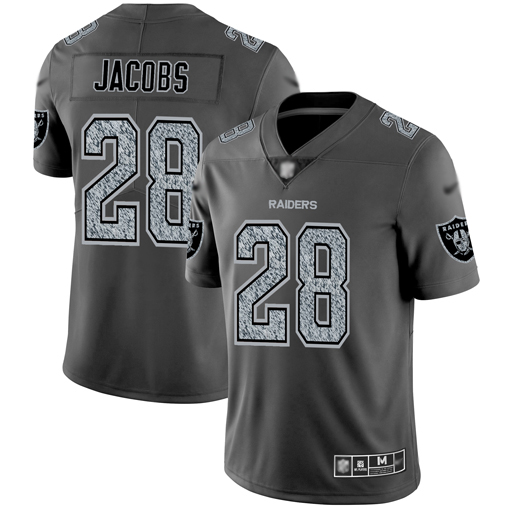 Raiders #28 Josh Jacobs Gray Static Men's Stitched Football Vapor Untouchable Limited Jersey