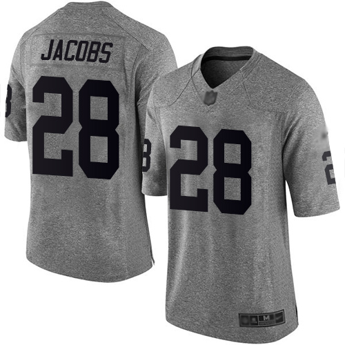 Raiders #28 Josh Jacobs Gray Men's Stitched Football Limited Gridiron Gray Jersey