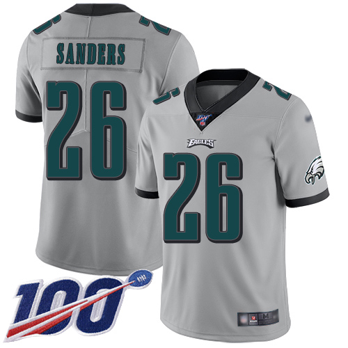 Eagles #26 Miles Sanders Silver Men's Stitched Football Limited Inverted Legend 100th Season Jersey