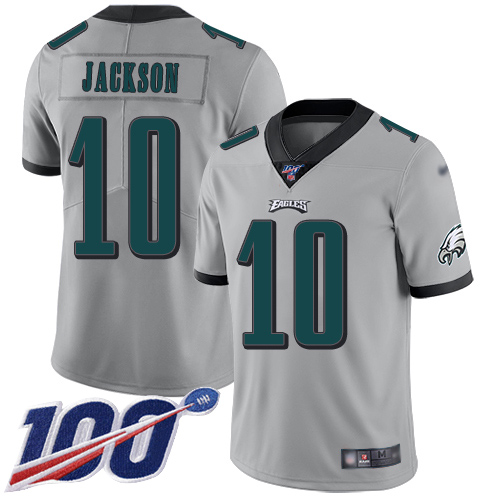 Eagles #10 DeSean Jackson Silver Men's Stitched Football Limited Inverted Legend 100th Season Jersey
