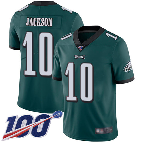 Eagles #10 DeSean Jackson Midnight Green Team Color Men's Stitched Football 100th Season Vapor Limited Jersey