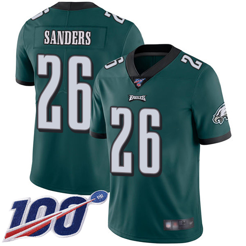 Eagles #26 Miles Sanders Midnight Green Team Color Men's Stitched Football 100th Season Vapor Limited Jersey