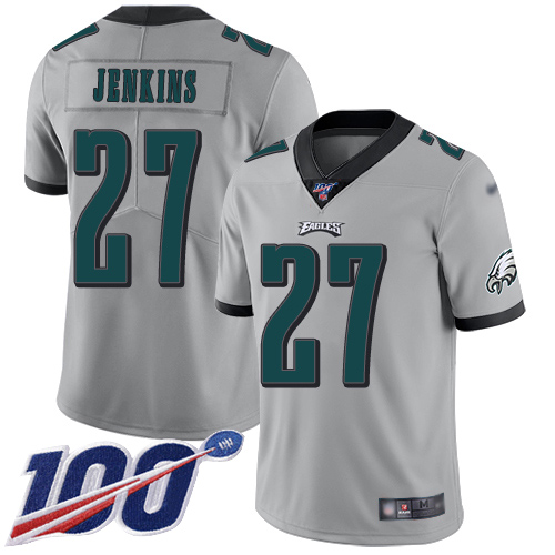 Eagles #27 Malcolm Jenkins Silver Men's Stitched Football Limited Inverted Legend 100th Season Jersey
