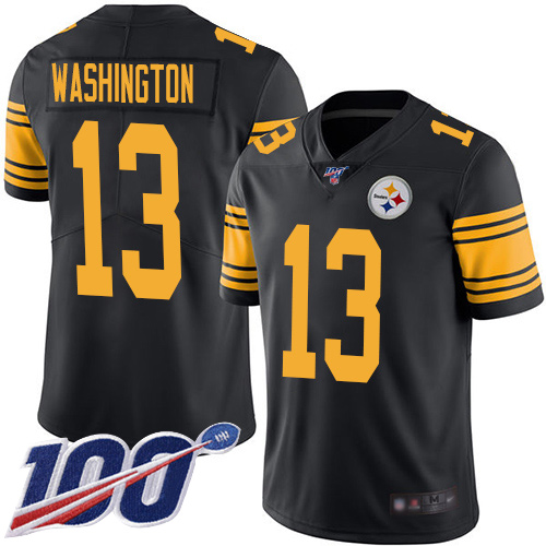 Steelers #13 James Washington Black Men's Stitched Football Limited Rush 100th Season Jersey