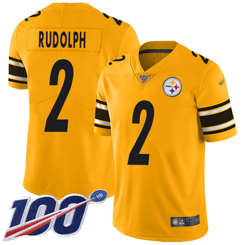 Steelers #2 Mason Rudolph Gold Men's Stitched Football Limited Inverted Legend 100th Season Jersey