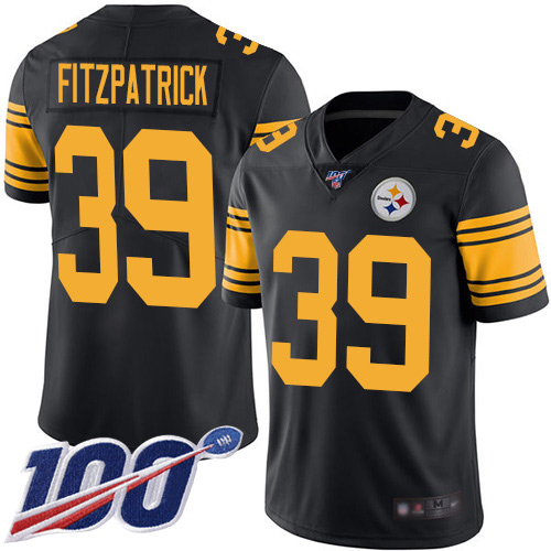 Steelers #39 Minkah Fitzpatrick Black Men's Stitched Football Limited Rush 100th Season Jersey