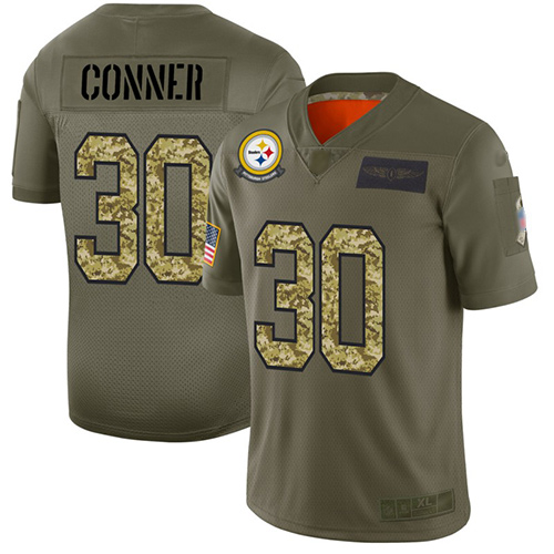 Steelers #30 James Conner Olive/Camo Men's Stitched Football Limited 2019 Salute To Service Jersey