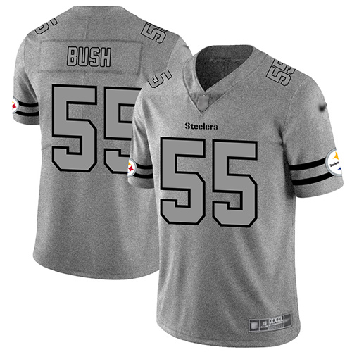 Steelers #55 Devin Bush Gray Men's Stitched Football Limited Team Logo Gridiron Jersey