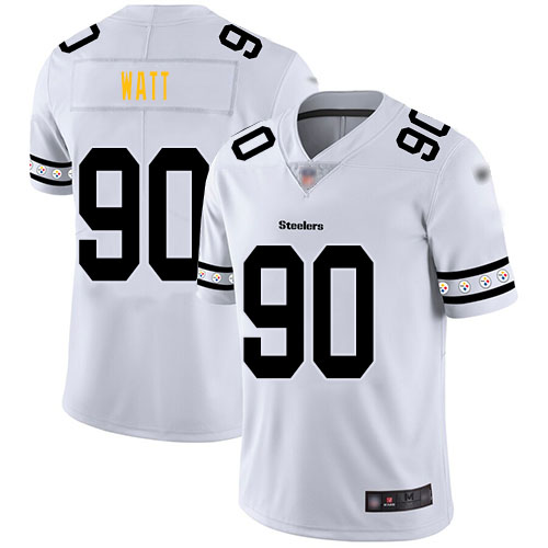 Steelers #90 T. J. Watt White Men's Stitched Football Limited Team Logo Fashion Jersey