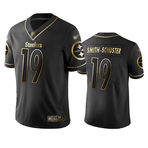 Steelers #19 JuJu Smith-Schuster Black Men's Stitched Football Limited Golden Edition Jersey