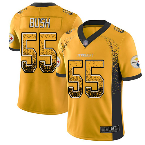 Steelers #55 Devin Bush Gold Men's Stitched Football Limited Rush Drift Fashion Jersey