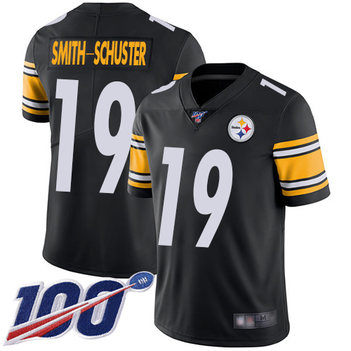 Steelers #19 JuJu Smith-Schuster Black Team Color Men's Stitched Football 100th Season Vapor Limited Jersey