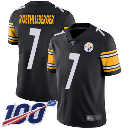 Steelers #7 Ben Roethlisberger Black Team Color Men's Stitched Football 100th Season Vapor Limited Jersey