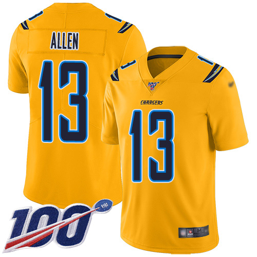 Chargers #13 Keenan Allen Gold Men's Stitched Football Limited Inverted Legend 100th Season Jersey
