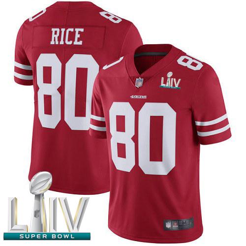 49ers #80 Jerry Rice Red Team Color Super Bowl LIV Bound Men's Stitched Football Vapor Untouchable Limited Jersey