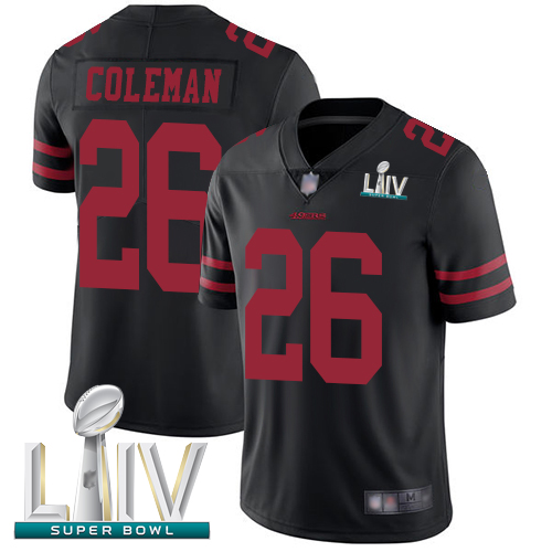 49ers #26 Tevin Coleman Black Alternate Super Bowl LIV Bound Men's Stitched Football Vapor Untouchable Limited Jersey