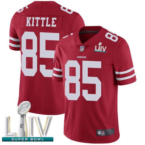 49ers #85 George Kittle Red Team Color Super Bowl LIV Bound Men's Stitched Football Vapor Untouchable Limited Jersey